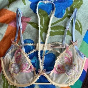 For Love and Lemons 🍋 Delicate Butterfly Embroidered Sheer Bra